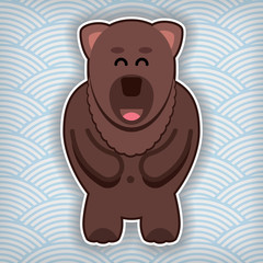 happy cute bear on a waved background