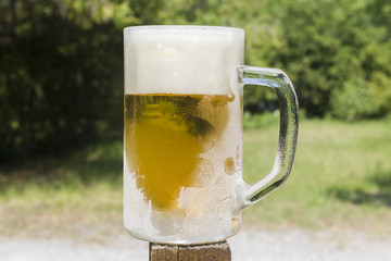 Cold beer in a chilled mug