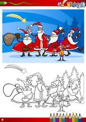 santa claus group coloring page
