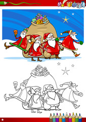 santa claus group coloring page