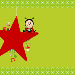 Ladybug Gift On Star & Symbols Green