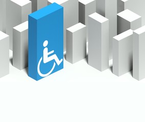 3d wheelchair symbol in conceptual model of city