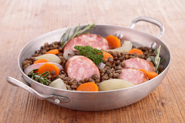 legumes with meat and vegetables