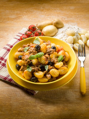 homemade gnocchi with ragout sauce