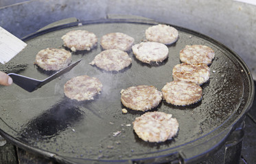 Cooking meat grilled hamburger