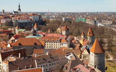 Fototapeta na wymiar Aerial view on old fortress in Tallinn, Estonia