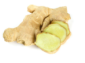 fresh ginger root isolated on white