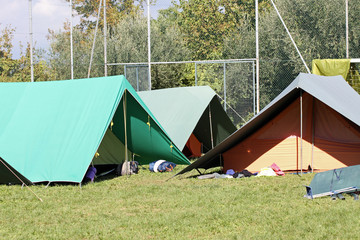 tents for sleeping installed on a campsite