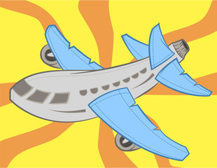 Illustration of cute airplane vector with blue wings