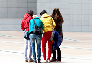 Obraz premium A group of young tourists.