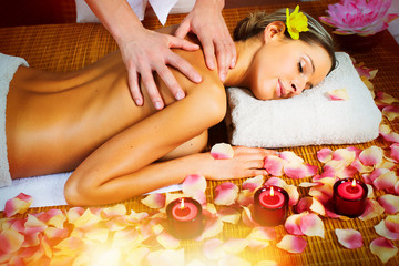 Fototapeta na wymiar Beautiful woman having massage.