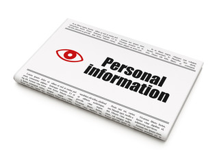 Safety news concept: newspaper with Personal Information and Eye