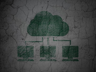 Cloud technology concept: Cloud Network on grunge wall backgroun