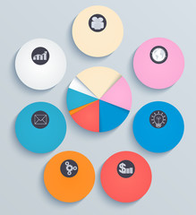 Business infographics, circles with flat icons