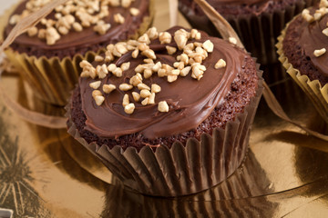 close up chocolate muffin