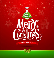 Merry Christmas lettering design background, vector