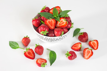 Strawberries and mint leaves