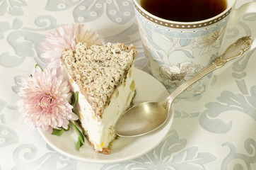 Ricotta and Pear Cake with cup of tea