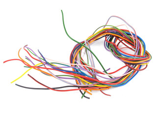 Close up of multicoloured six amp electrical wire