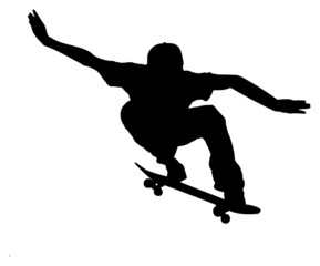 silhouette of a skateboarder on white background