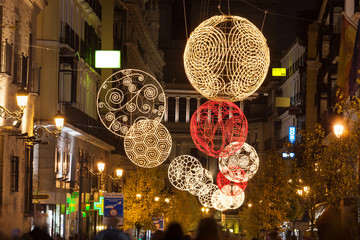 Arenal street of Madrid illuminated for christmas