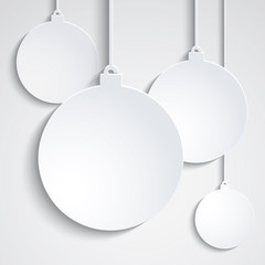 Background with white paper Chrismas balls