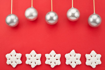 Christmas balls and snowflakes
