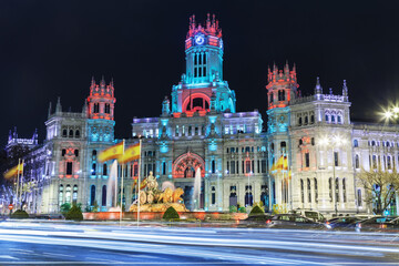 Naklejka premium Plac Cibeles na Boże Narodzenie, Madryt, Hiszpania