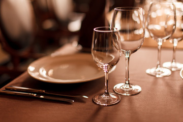 Tables set for meal