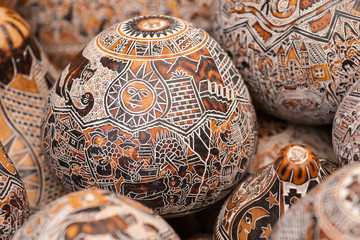 Wooden egg carvings