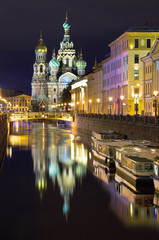 Naklejka premium Griboedov channel and Savior on Spilled Blood. St.Petersburg, Ru