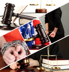 Conceptual collage of litigation