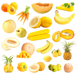 Fruits and vegetables isolated on white