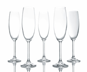 Empty glasses isolated on white