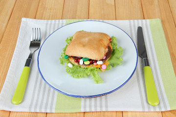 Conceptual image for nutritional care:assorted vitamins and