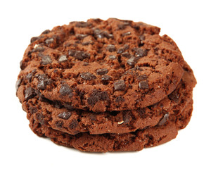 Homemade cookie with chocolate, isolated on white
