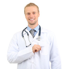 Portrait of doctor isolated on white