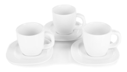 White cups isolated on white