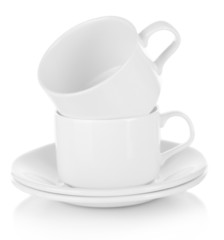 White cups isolated on white