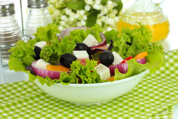 Greek salad on plate close-up
