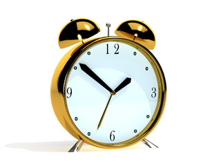 3d vintage golden alarm clock