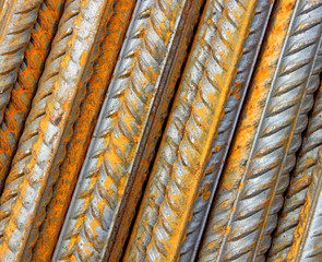 Background is made ​​of steel rebar rods