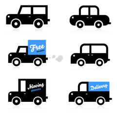 Car icons. Transportation. Delivery.