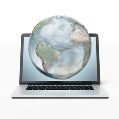 earth and laptop