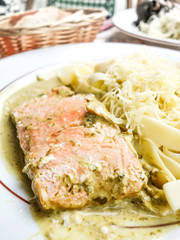 tasty pasta with salmon