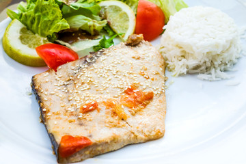 grilled salmon and rice