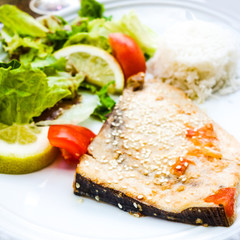 grilled salmon and rice