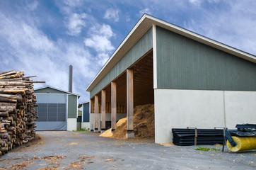 Piles of wood chips to be turned into bio fuel for heating