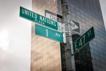 United Nations Street Sign