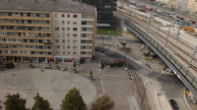 Tilt shift urban square